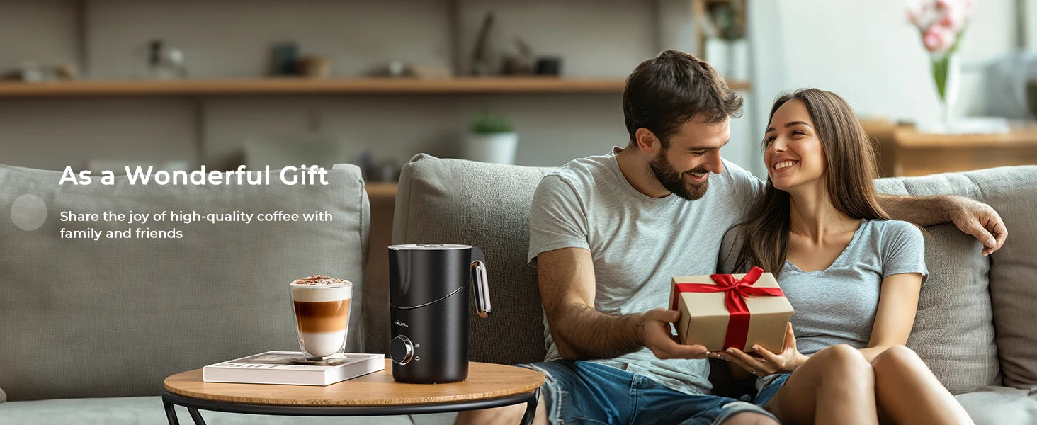 Milk Frother and Steamer, 8-in-1 Electric Frother for Coffee, 400ml Large Capacity Detachable Milk Steamer Dishwasher Safe