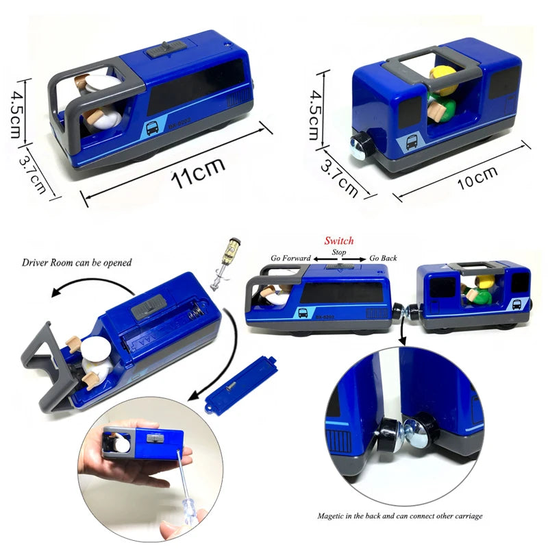Electric Train Locomotive Magnetic Car Diecast Slot Fit All Brand Wooden Train Track Railway For Kids children's Toy W02