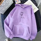 2024 Autumn Winter Hoodies Sportwear Women's Hoodie Pullover Sweatshirt Stylish Flower Print With Thick Long Sleeves Tops Loose