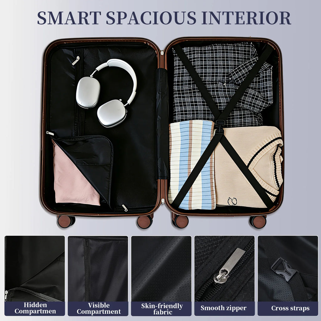 Premium Thickened 5-Piece Luggage Set, 20/24/28 Inch Trolley Suitcase Equipped with 360° Swivel Wheels & Safety Lock, Sturdy Multi-size Case for Business & Daily Travel