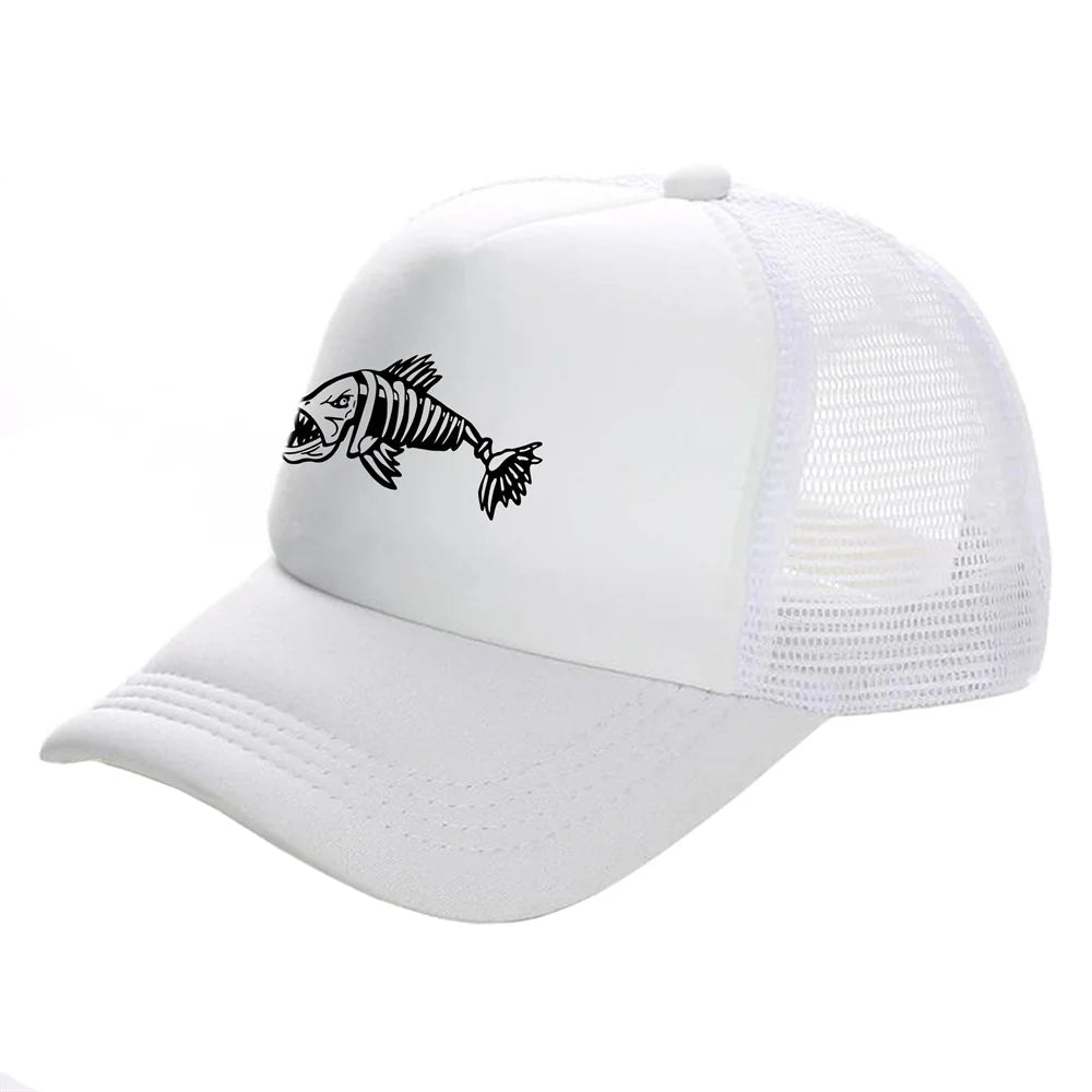 Men Outdoor Fishing Cap Fishing Hat Trucker Caps Hunting Has Fish Bones Snapback Hat MZ-495