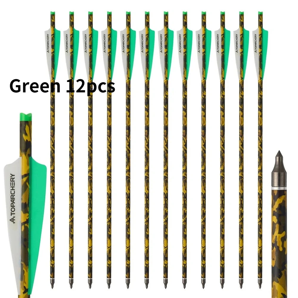 6/12/24pcs 20'' Archery Crossbow Bolt Carbon Arrow with 4-inch Feather ID7.6mm  Outdoor Hunting Sports Practice Crossbow Arrows