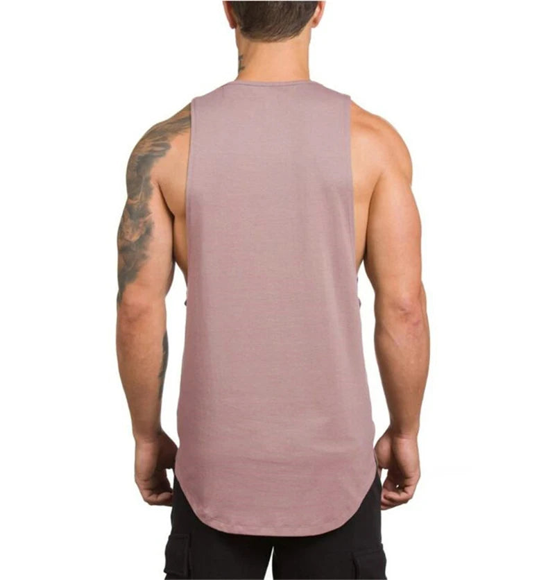 Brand Gym Sport Clothing Cotton Singlets Bodybuilding Stringer Tank Tops Mens Fitness Shirt Muscle Guys Sleeveless Running Vests
