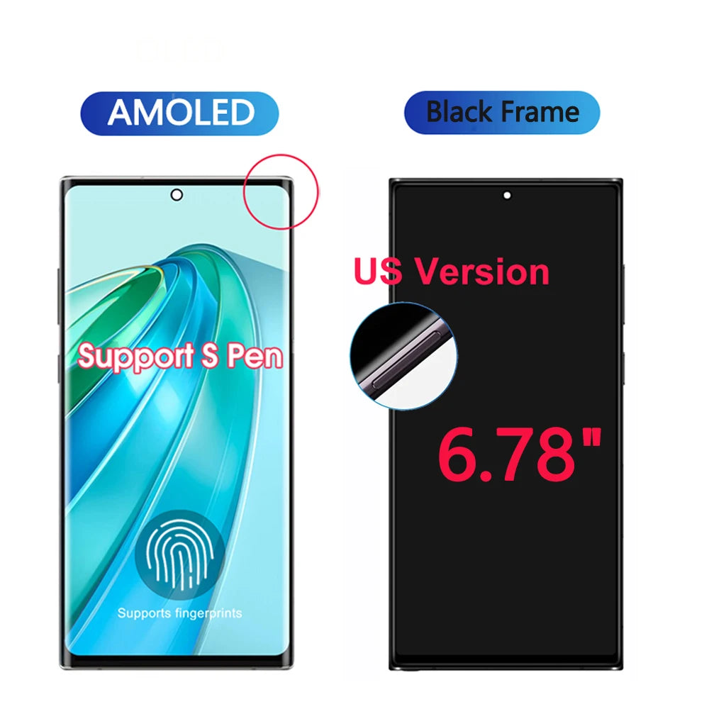 6.8“ Super AMOLED For Samsung Galaxy S23 Ultra S918 LCD Display Touch Screen Digitizer Assembly Support fingerprint and S-Pen