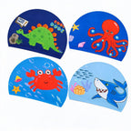 Kids Cartoon Animal Swim Cap 4Pcs/Set Quick Dry Polyester Nylon Elastic Bathing Hats for Boys Girls