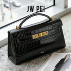Luxury Leather and Woven Handbag with Vintage Metal Buckle, Elegant Short Handle, Stylish Women’s Tote for Evening & Daily Use