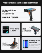 5.5inch Portable Handgrip Android 13 PDAS Rfid Reader Scanner Rug Handheld Barcode Scanner with 8000mah 64g Octa Core WiFi NFC