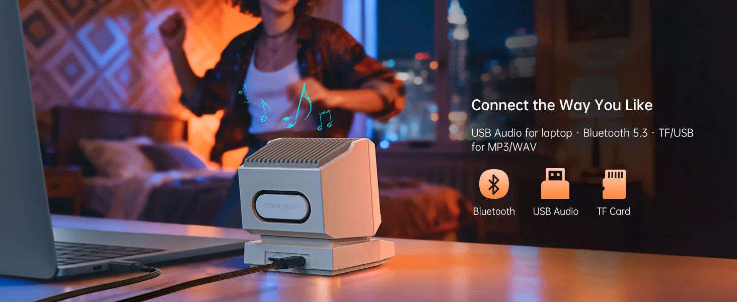 Divoom MiniToo Retro Bluetooth Speaker Portable Pixel Display Music Box Retro Computer Style Speaker Gift