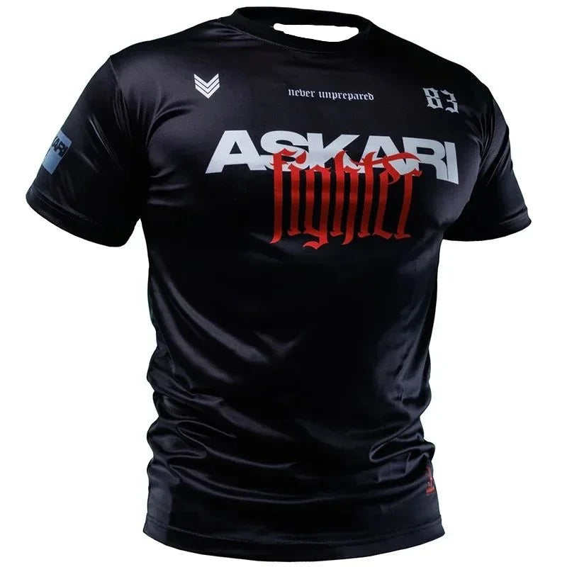2026New Askari Men's Boxing Tight T-shirts Summer Sports Quick Dry Ice Sensation Tight-fitting Gym T-shirts Outdoor Training Top