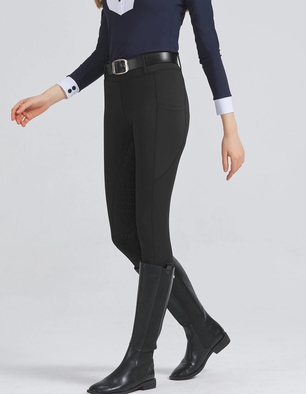 Spring and summer riding pants women's knitted high-stretch, slim-fitting silicone riding pants tight riding pants breathable we