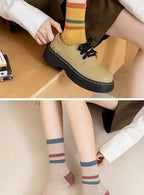 5 Pairs Striped Print Socks for Women Comfy Soft Mid Tube Socks Winter  Harajuku Funny Casual Sock Women's Stockings Hosiery