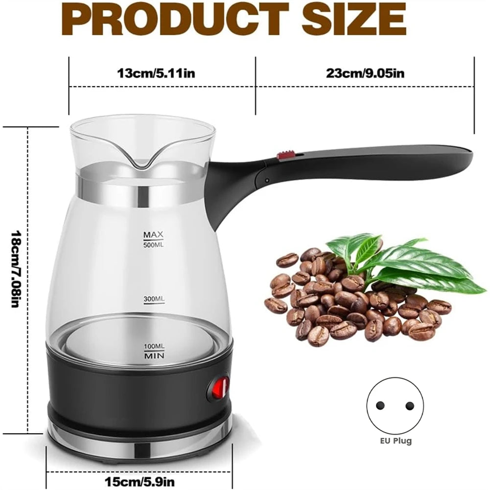 CKFAM-Electric Turkish Coffee Machine 500 Ml Espresso Maker With Handle Turkish Coffee Pot And Teapot EU Plug