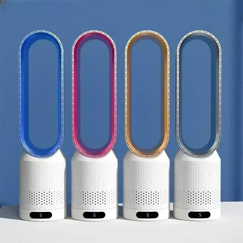 2026 Ultra-Silent Bladeless Fan Air Purification & Circulation Tower Fan for Dormitory Desk Floor Bedroom