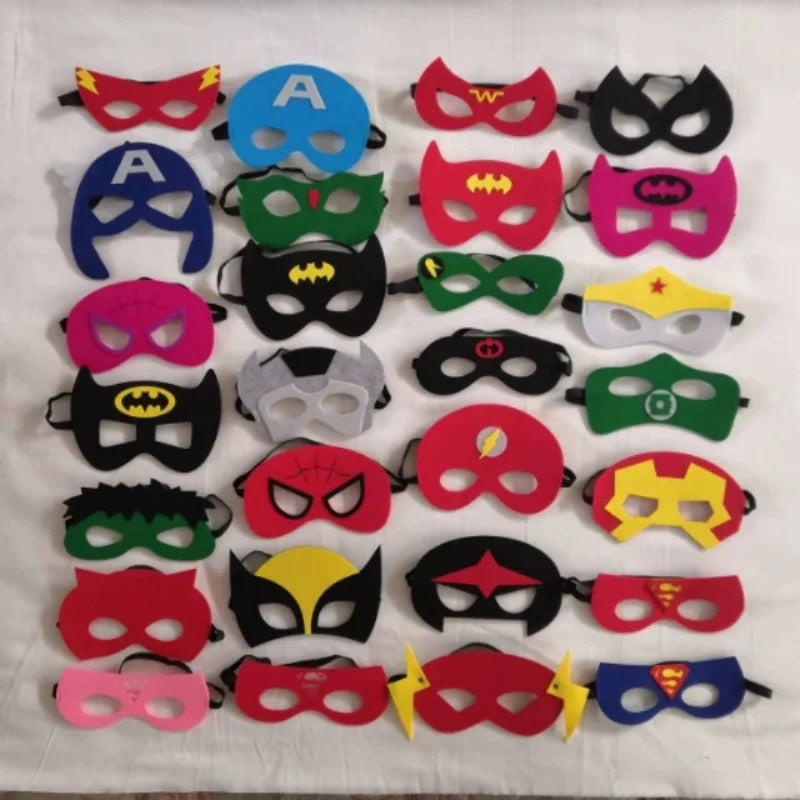32/28/10 Pcs/Lot Superhero Mask Cosplay Christmas Halloween Kids Adult Carnival Party Props Children's Birthday Felt  Masquerade