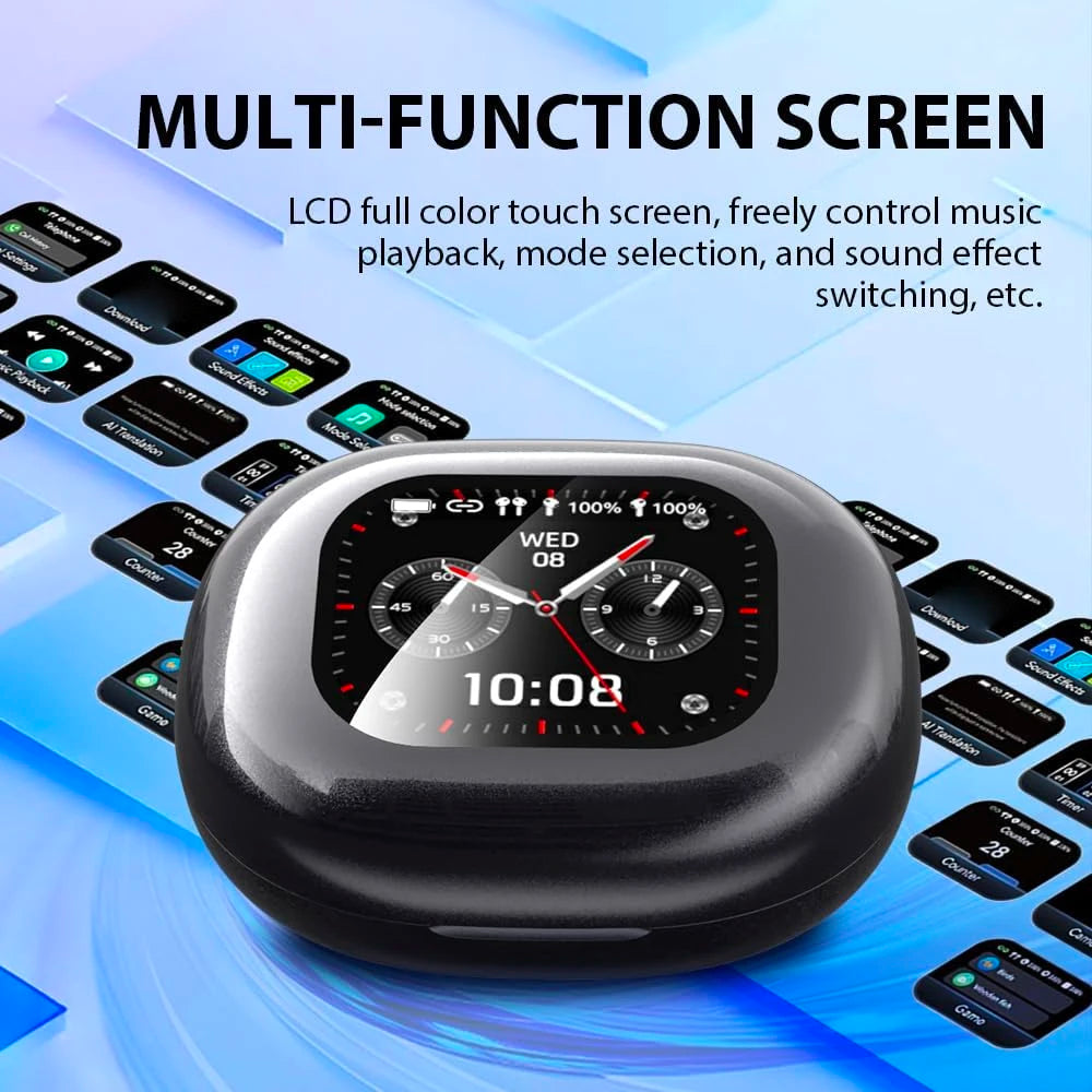 UYUXIO Real Time Translation Wireless Earbuds with 144 Language OWS LCD Touch Screen Earphone AI Language Headphone for Business