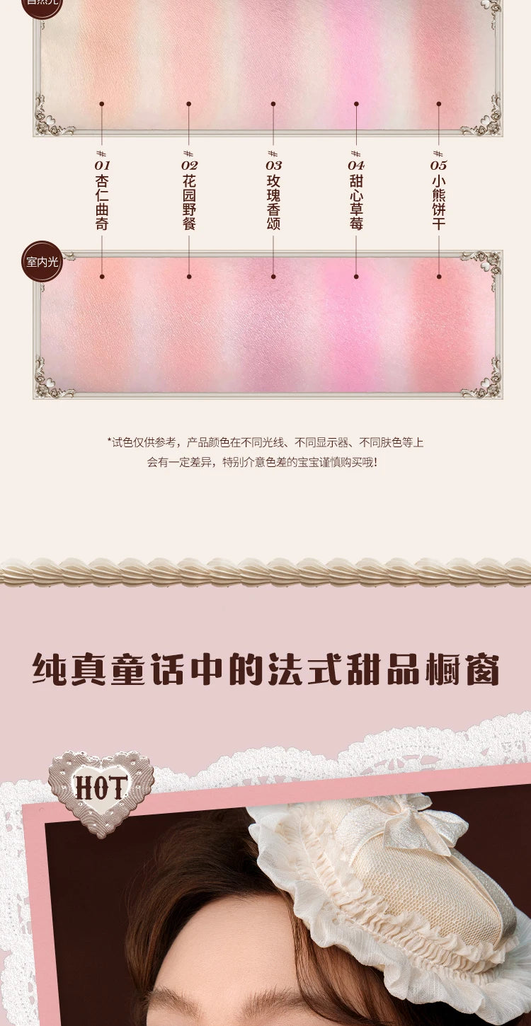 Flower Knows The Sweetie Bear Collection Satin embossed blush Lasting Matte Puffing Natural Brightening Facial Cosmetics 5g