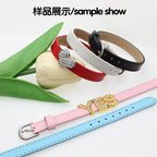 20pcs 10mm Genuine Real Leather Bracelet For Women Slide Letter Charms Wristband Jewelry Making DIY Pet Collar Keychain Band