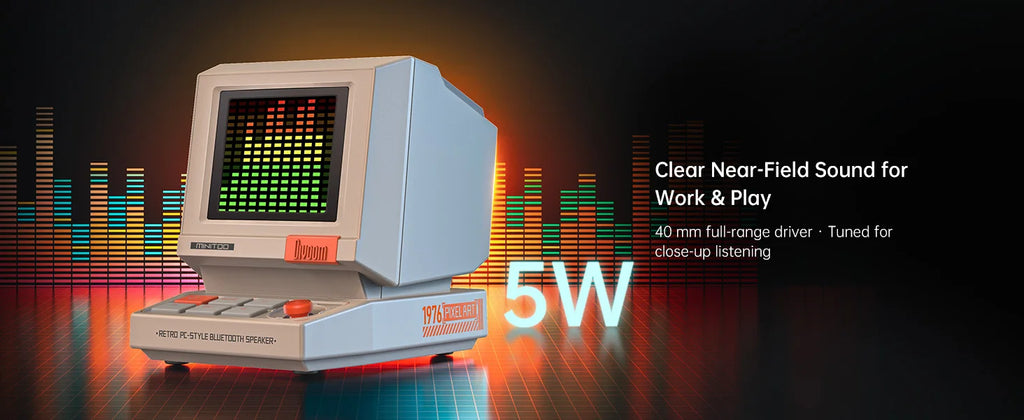 Divoom MiniToo Retro Bluetooth Speaker Portable Pixel Display Music Box Retro Computer Style Speaker Gift