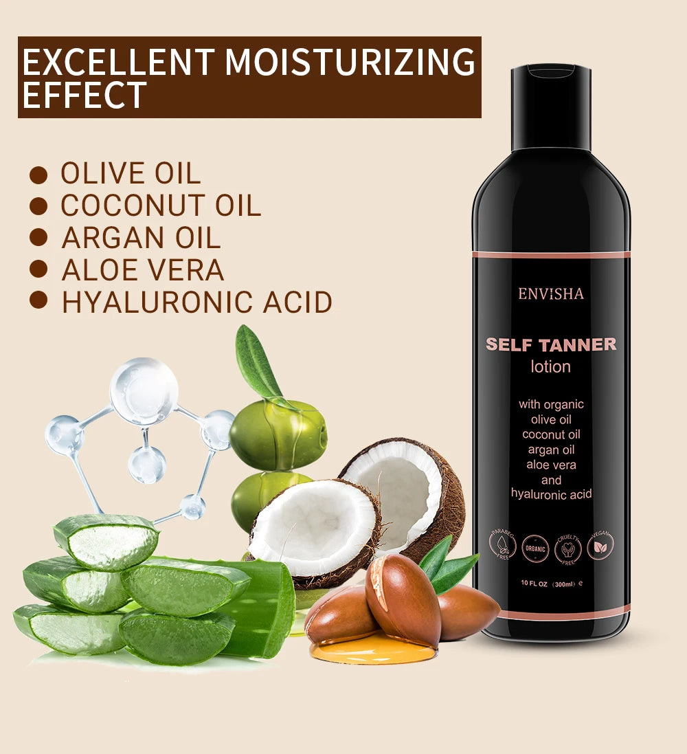 ENVISHA Makeup Foundation Body Skin Care Self Tanning Lotion Fast Face Tan Cream Moisturizing Bronzer Nourishing Facial Lotion