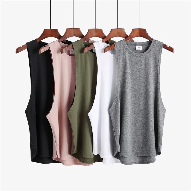 Grey Men's Sleeveless Tank Top Fitness Clothing Sportswear Gym Stringer Bodybuilding Undershirt Fashion Vest for Men