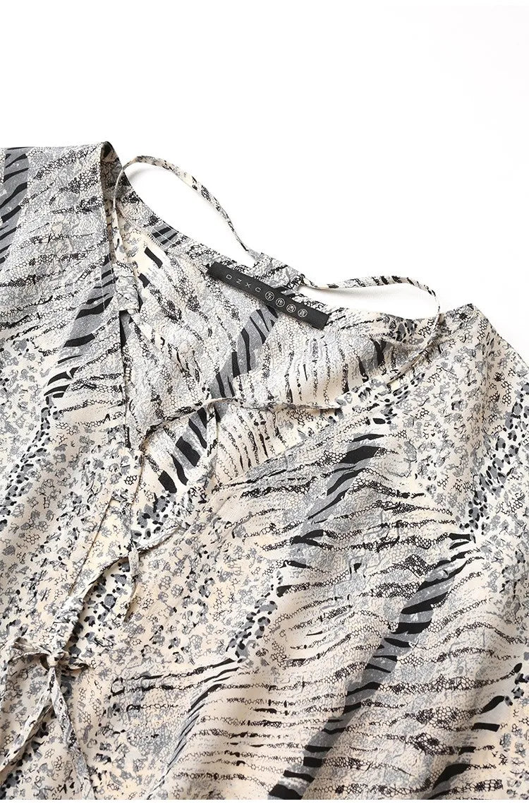 Animal Fiber Fabric~ Casual Dress for Women, Ruffled Silk Dress, Designer Niche Silk Long Dress, New Women's Fashion