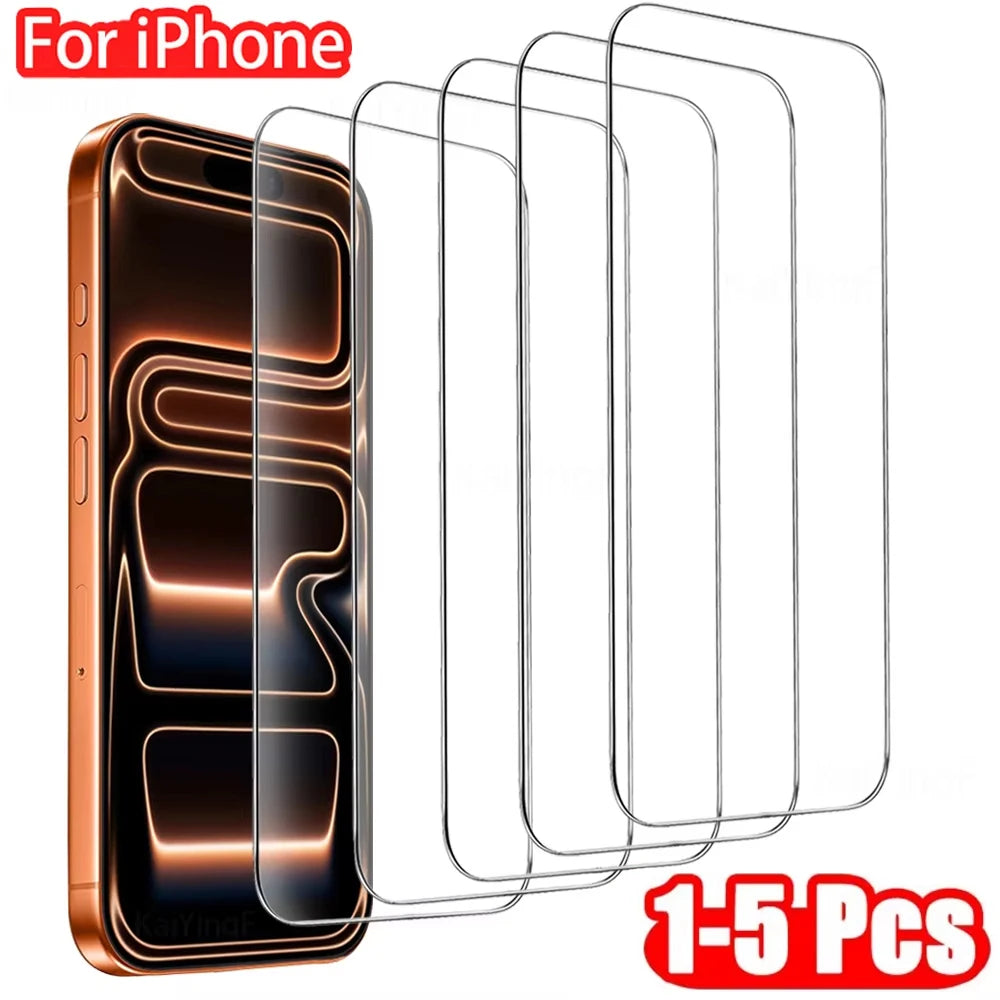 1-5Pcs Tempered Glass for iPhone 17 Air 16 15 14 13 12 11 Pro Max Screen Protectors for iPhone 7 8 6 16e X XS XR Protective Film Main image