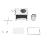 Portable Camping Wood Stove, Mini Stainless Steel Fire Pit for Outdoor Cooking, Hiking, BBQ, with Glass Window & Airflow Vents