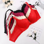 Plus Size Female Lace Bra Thin Bralette 80-105 C/D Cup Push Up Brassiere Widening Side 4-Row Button Bras Absorbs Sweat Underwear