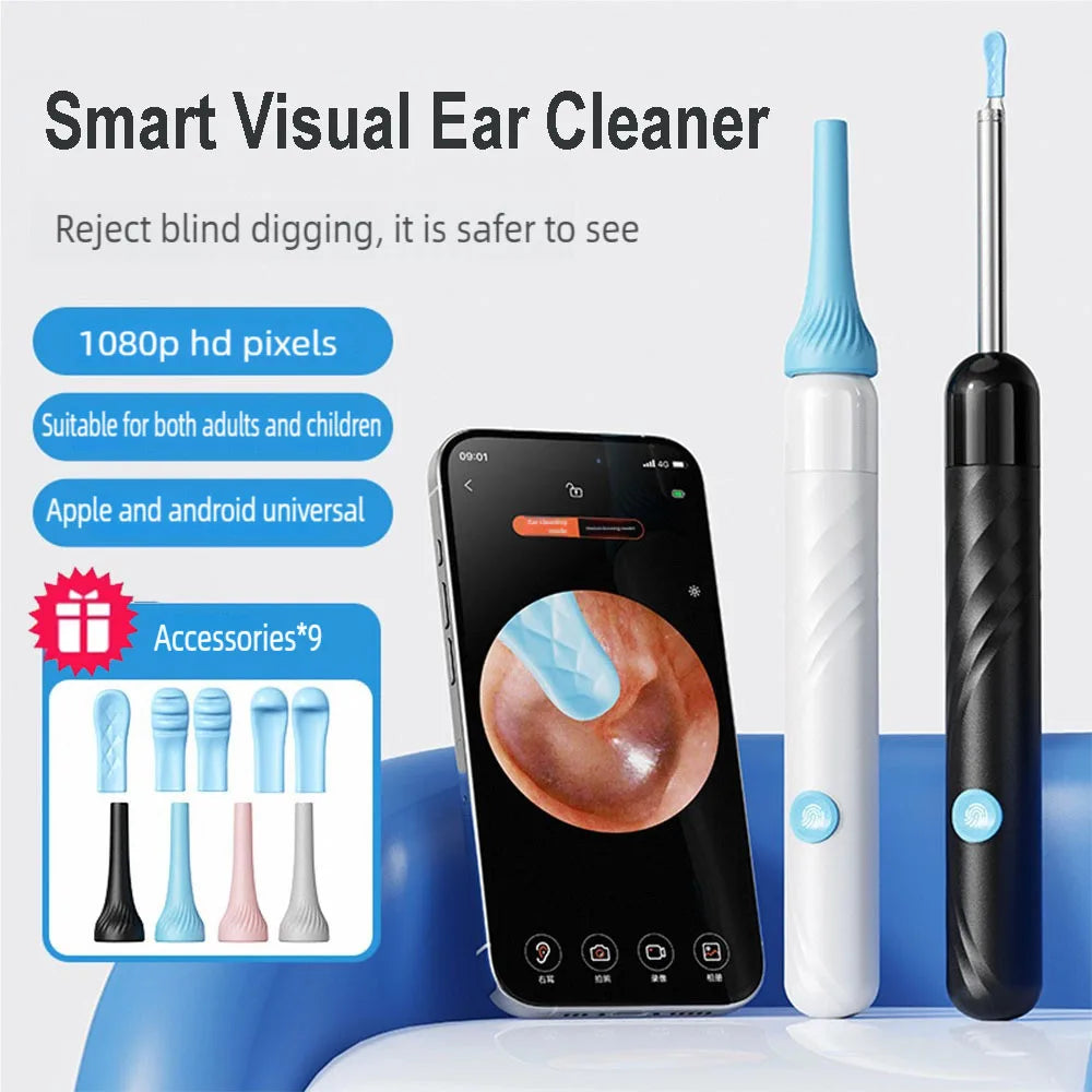 Wireless Ear Wax Removal with Camera Rechargeable Ear Cleaner 1080P Check Camera with Ear Spoon Set Canal Clean