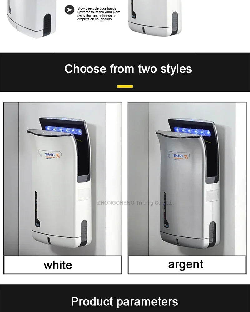 Full New Hand Dryer Induction Hotel Restauran High Speed Jet-type Hand Drying Machine Double-sided hand dryer 220v