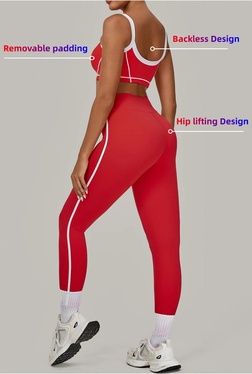 2PCS Women's Yoga Set High Waist Peach Hip Removable Padding Sports Bra Pants Fitness Suit Running Workout Gym Leggings Yoga Set