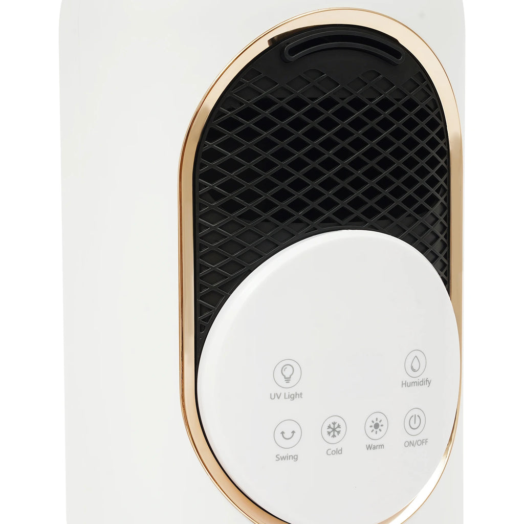 White Modern ABS Freestanding Air Conditioning Fan with Remote Touch Screen Control EU Plug Warm Cool Wind Timing Humidity Fan