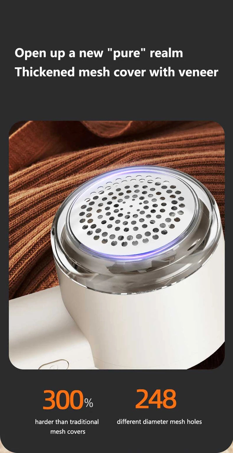 Lenovo Lint Remover Clothing Hairball Trimmer Clothes Sweater Fabric Shaver LED Display 6 Blade Portable Fabric Remove Machine