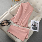NAVIU New 2024 Women Pant Suits Pink Blazer And Jacket Set Office Ladies Work Business Uniform Female Pantsuit OL Style Beige