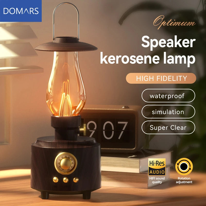 Retro Lamp Style Wireless Bluetooth Speaker with Portable FM Radio and USB Port Bluetooth 5.3 Suitable for Camping Home Decor