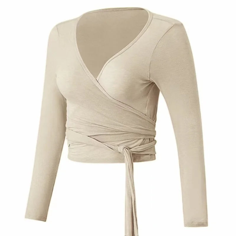 Yoga Clothing Cover-up for Women with Cross Straps, Slim Fit Sports Top, Fitness Long-sleeved and Beautiful Pilates Clothing