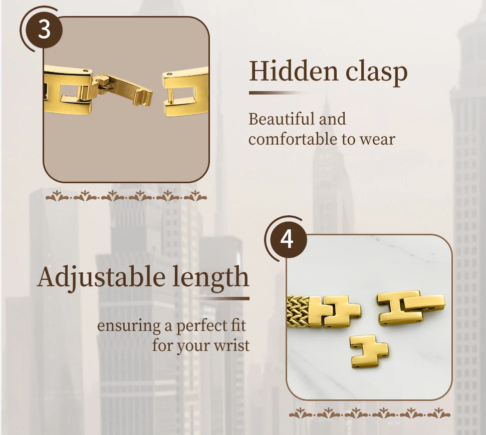 BERNY Square Women Wristwatch Luxury Fashion Quartz watches Minimalist Rectangle Mini Dial Stainless Steel Jewelry Women's Watch