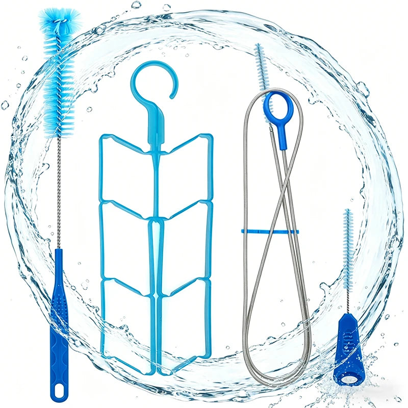 4 in 1 Hydration Water Bladder Cleaning Kit Multifunctional Tube Brush Drying Rack Portable Cleaner Tool for Camp Hike Water Bag