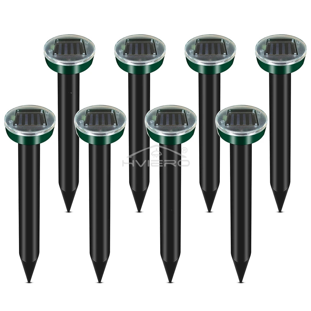 4/8X Solar Repeller Powered Ultrasonic Sonic Mouse Mole Pest Rodent Repellent Vibration Wave Yard Outdoor Garden Lawn Farm Field
