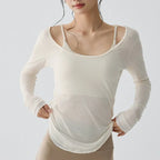 Women's Long Sleeve Sports Shirt Yoga Wear Fitness T-Shirt Quick-dry Running T-shirt Workout Top Female Gym Shirt Clothing