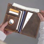 Customized Passport Cover Wallet Genuine Leather Protective Cover With Airtag Case Travel Card Holder Rfid Men Women