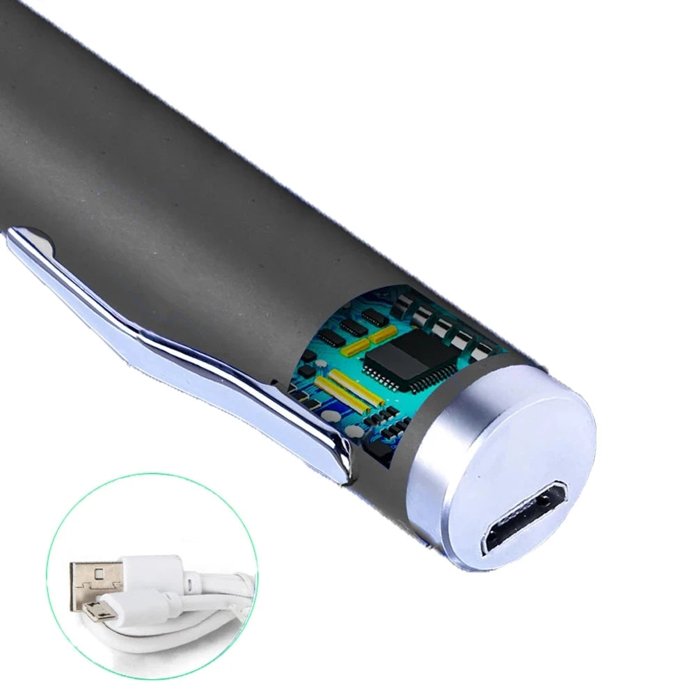 Portable USB Green Laser-Pointer 2 In 1 Detachable Lamp Holder Mini Laser Pen Visible Focus Red Combination For Hunting