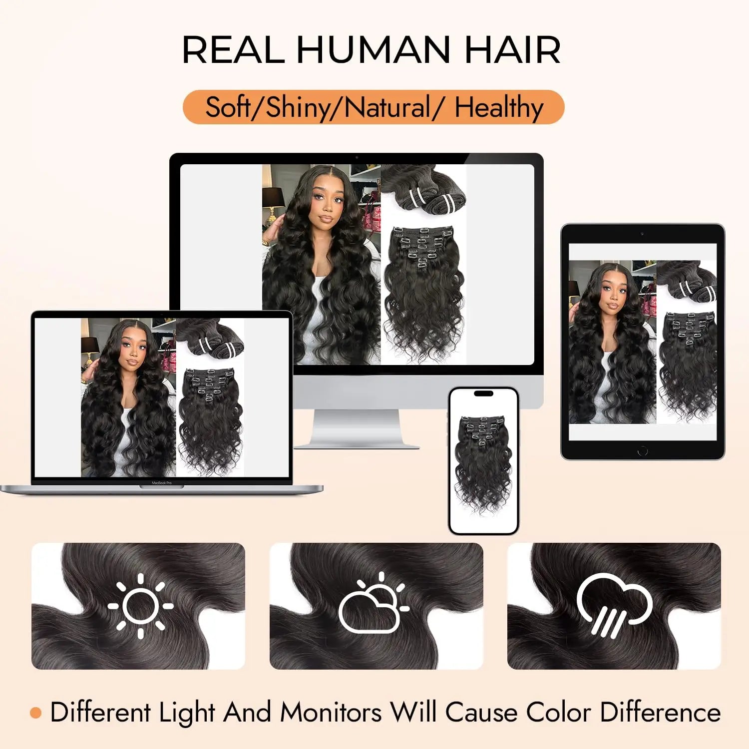 Wave Clip in Hair Extensions Real Human Hair Extensions Clip Ins 120 Gram Body Wave 18 Inch 8Pcs Natural Black 100% Human Hair