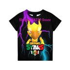 Boys Summer T-shirt Tees Brawl-Stars Anime Figures Leon Cartoon Characters Kids Cosplay Costumes Crow T Shirt Christmas Gifts