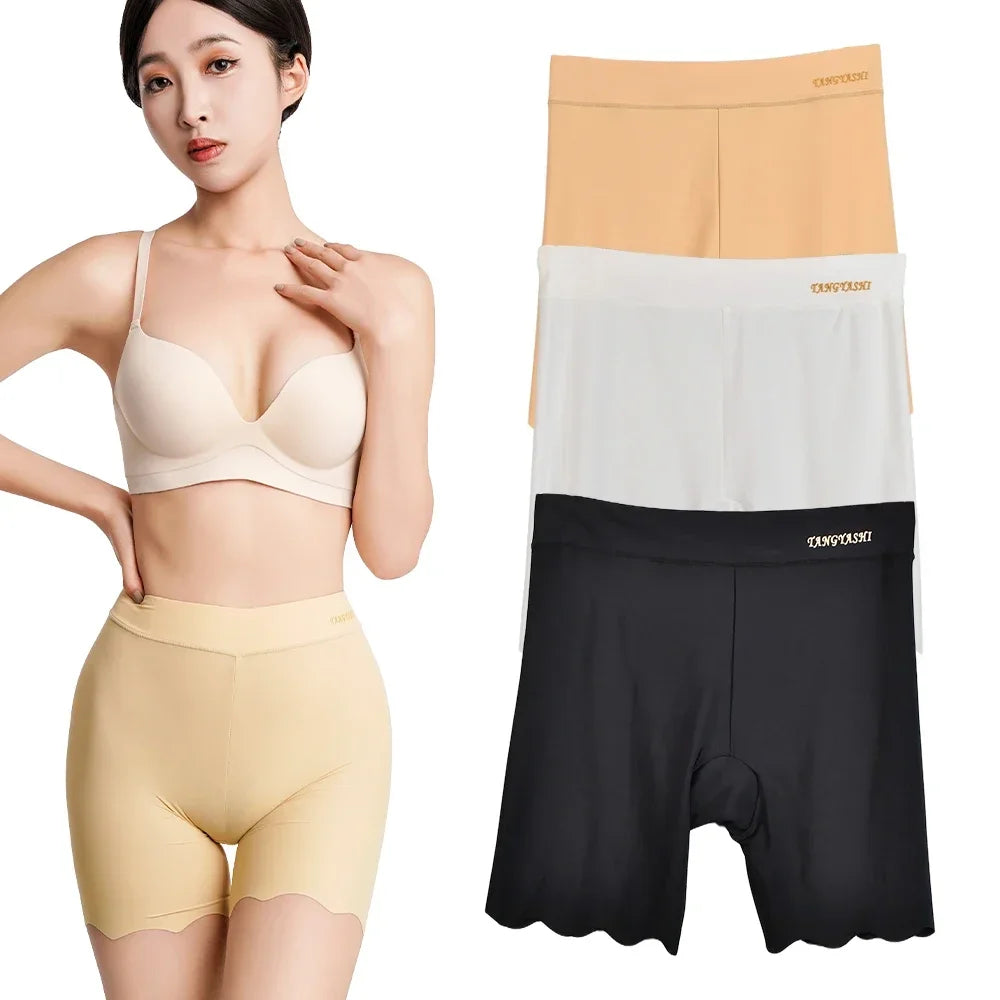2pcs Seamless Safety Shorts Womens Ice Silk Summer Anti Rub Underwear Boxers Under Skirt Panty Big Size Short Leggings 40-100kg