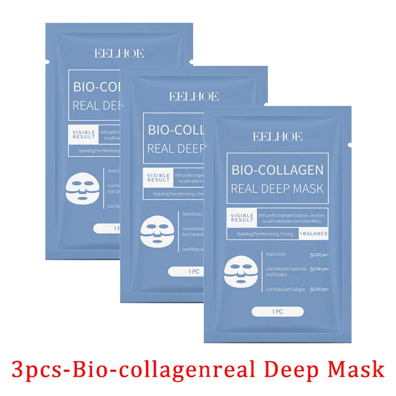1/3/5/10pcs Bio-Collagen Real Deep Mask Soluble Collagen Sheet Mask Hydrolyzed Collagen Moisturizing Face Mask Skin Care Product