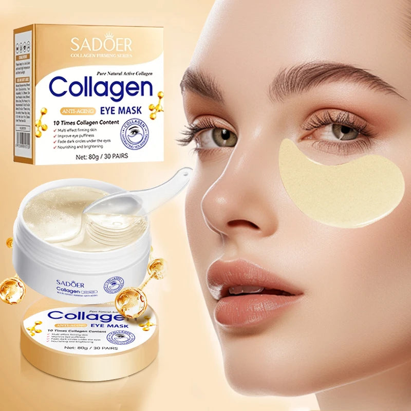 Collagen eye mask, deep moisturizing, firming the skin around the eyes, eye care, anti-aging skincare, making the skin younger