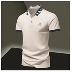 Summer men's POLO shirt fashionable ice silk quick drying short sleeved T-shirt solid color loose fitting business collar top