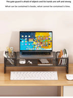 Height Adjustable Computer Stand Desk Monitor Laptop Cooling Rack Suspended Bracket Office Storage Solution
