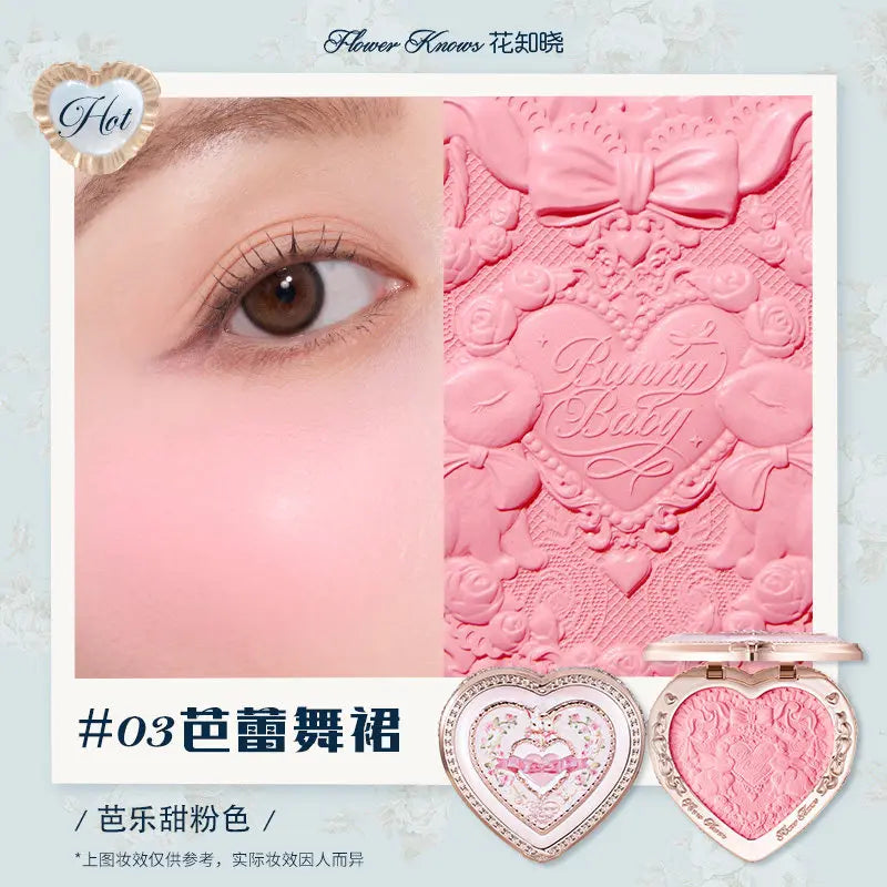 Flower Knows The Sweetie Bear Collection Satin embossed blush Lasting Matte Puffing Natural Brightening Facial Cosmetics 5g